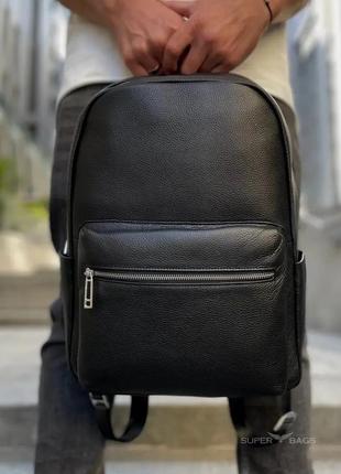 Черный кожаный мужской рюкзак 203341 фото