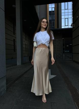 Атласная шелковая сатиновая макси миди юбка в стиле zara5 фото
