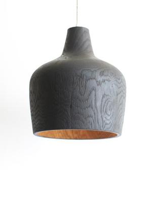 Люстра черная в спальню в стиле лофт из натурального дерева, диаметр 23 см, высота 29 см (1378)