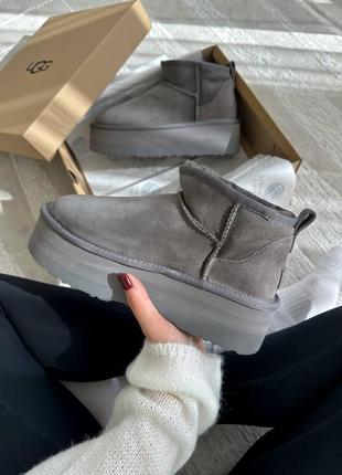 Уггі ugg ultra mini platform grey 4