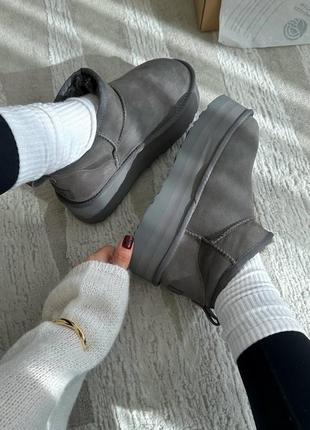 Угги ugg ultra mini platform grey