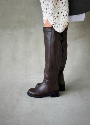 Ботфорты коричневые сапоги высокие