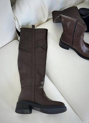 Ботфорты коричневые сапоги высокие