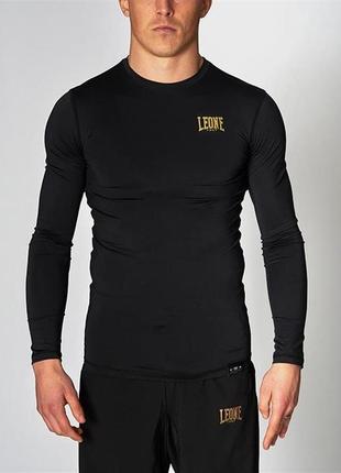 Рашгард с длинным рукавом leone rashguard мужской черный спортивный для бокса борьбы тренировок спорта 2xl