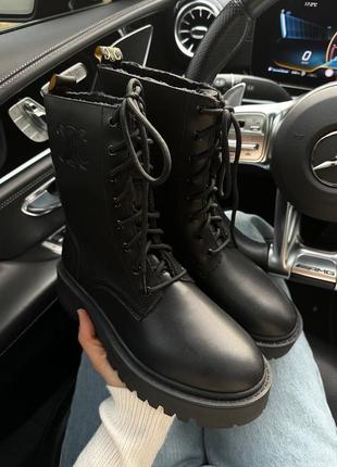 Ботинки dr martens leather black fur 10095 fur