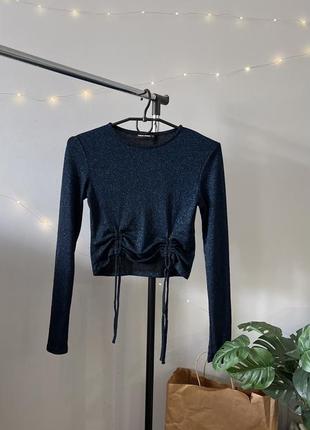 Кроп топ со стяжками люрекс нить