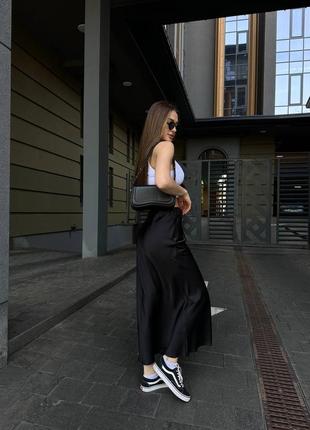 Атласная шелковая сатиновая макси миди юбка в стиле zara4 фото