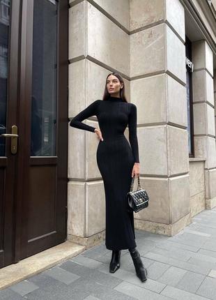 Платье под max mara длинная рубчик структурный длинные рукава