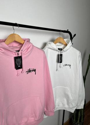 Худи стуху белое и розовое stussy