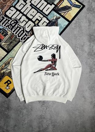 Худи стуху белое и розовое stussy