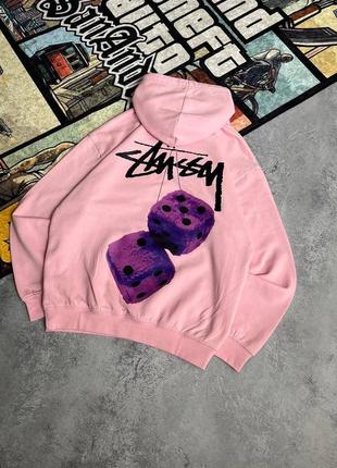 Худи стуху белое и розовое stussy