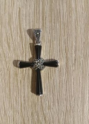 Серебряный крестик с емалью, серебренная кристик с эмалью