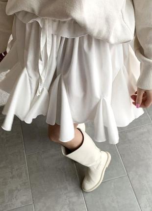 Белая/черная объемная трендовая юбка мини с воланами 42 44 xs s m l2 фото