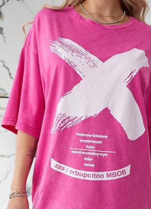 100% бавовна ‼️ туреччина жіноча футболка в стилі тай-дай оверсайз , подовжена футболка жіноча / мод 240069 фото