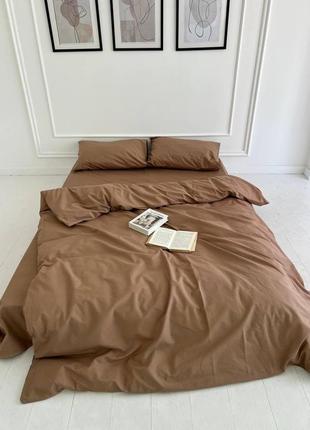 Простирадло полуторне 150х220 бязь gold luxe кава з молоком