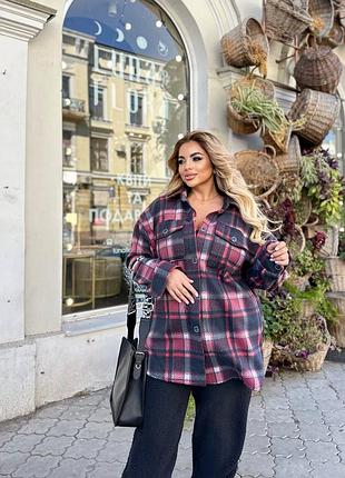 Женская теплая кашемировая рубашка в клетку