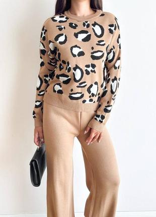 Стильный прогулочный брючный костюм-двойка