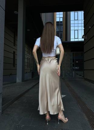 Атласная шелковая сатиновая макси миди юбка в стиле zara4 фото