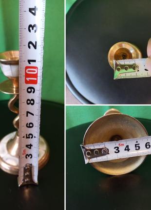 Винтаж латунный подсвечник с инкрустацией из перламутра, 60-е годы