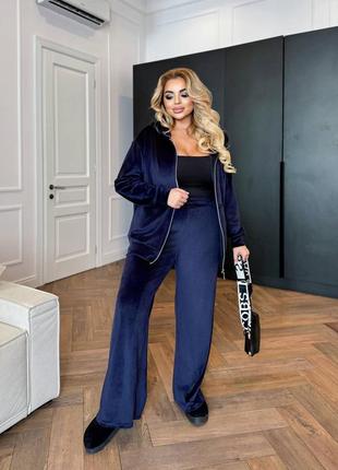 Стильный женский вельветовый костюм на молнии