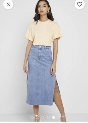 Джинсовая юбка-миди с распорками topshop