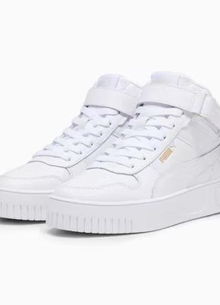 Puma женские утепленные хайтопы высокие кроссовки carina street white кожа