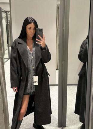 Пальто zara оверсайз двубортне сіре