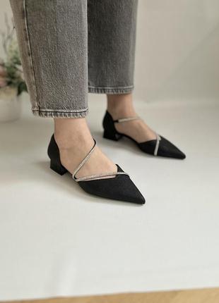 Балетки чорні блискітки