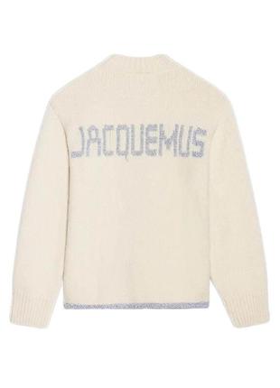 Светр jacquemus la maille pavane sweater silver logo white s