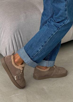 Коричневі моко жіночі зимові сноубутси зимові короткі черевики ботинки лофери туфлі з...