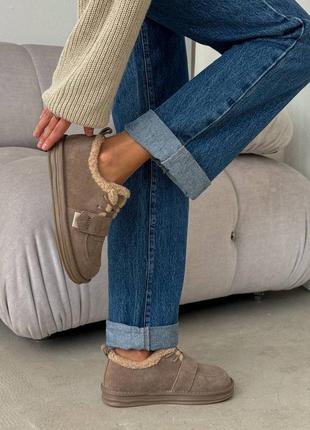 Коричневі моко жіночі зимові сноубутси зимові короткі черевики ботинки лофери туфлі з...