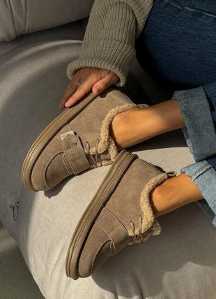 Коричневі моко жіночі зимові сноубутси зимові короткі черевики ботинки лофери туфлі з...