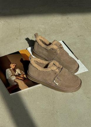 Коричневі моко жіночі зимові сноубутси зимові короткі черевики ботинки лофери туфлі з...