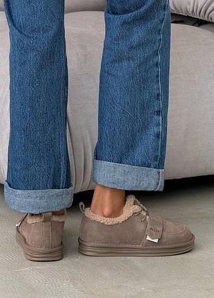 Коричневі моко жіночі зимові сноубутси зимові короткі черевики ботинки лофери туфлі з...