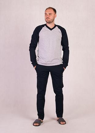 Мужская пижама хлопковая, черная с серым 2163