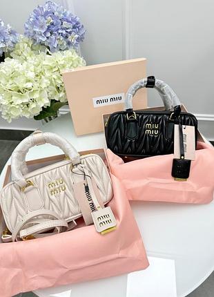 Женская сумка miu miu arcadie matelassé nappa leather bag premium