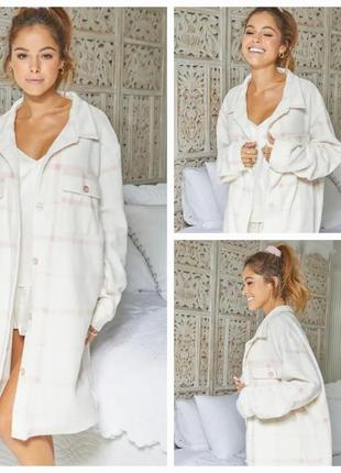 Удлиненная флисовая рубашка оверсайз