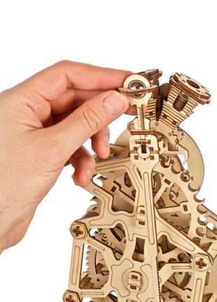 Дерев'яний механічний 3d конструктор ugears годинник-двигун (70217) 6