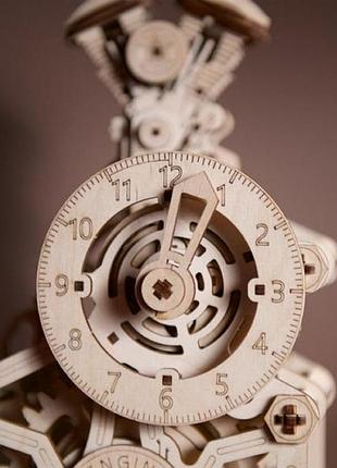 Дерев'яний механічний 3d конструктор ugears годинник-двигун (70217) 7
