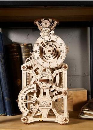 Дерев'яний механічний 3d конструктор ugears годинник-двигун (70217) 8
