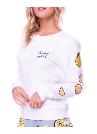 Женский новый белый свитер lemon patch basic fit rebel с вышивками лимон