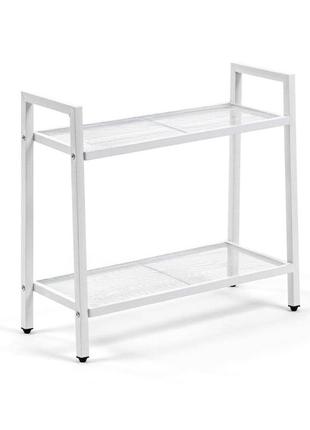 Стеллаж двухъярусный металлический для хранения книг и предметов интерьера белый 60х26 см ku-22