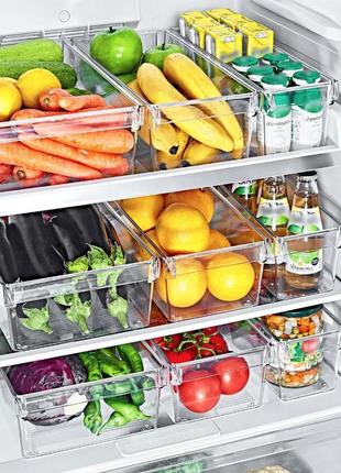 Органайзер контейнер для хранения продуктов в холодильник и шкаф высокий с крышкой midi ep-616