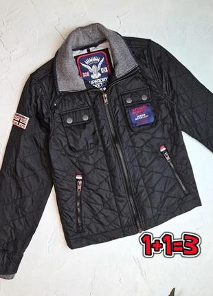 🎁1+1=3 брендова чорна куртка демісезон superdry, розмір 44 - 46