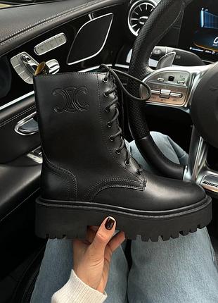 Люксовые ботинки boots High black leather