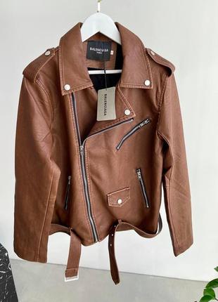 Жіноча люксова куртка косуха з єко шкіри b а l е n с i а g а