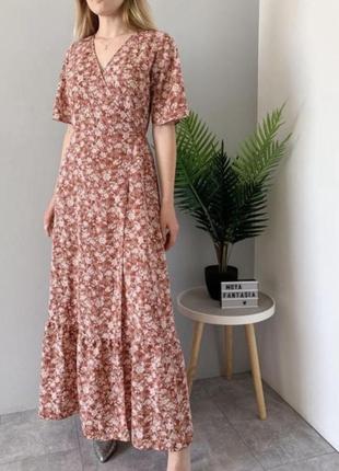Новое длинное платье в пол сарафан в цветочный принт ярусное от primark