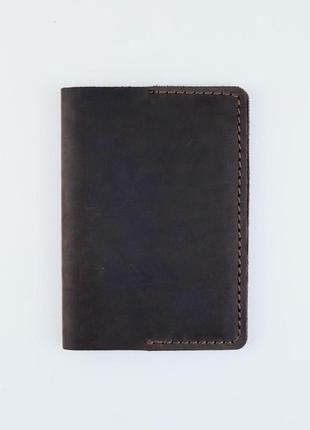 Обкладинка на паспорт із натуральної шкіри crazy horse sh028 (темно-коричневий)1 фото
