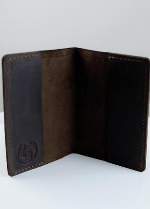 Обкладинка на паспорт із натуральної шкіри crazy horse sh028 (темно-коричневий)5 фото