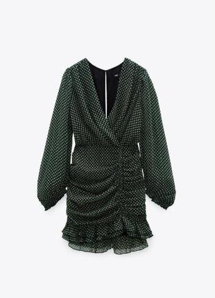 Платье мини zara с вырезом платье zara на запах со сборками
